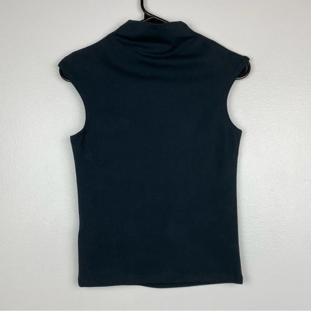 J. Crew Fitted Mockneck Tank Top in Stretch Cotton Blend Black Size XXS NWT